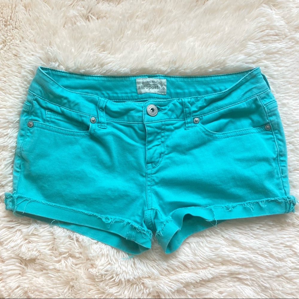 Aeropostale Teal Blue Denim Shorts size 1/2